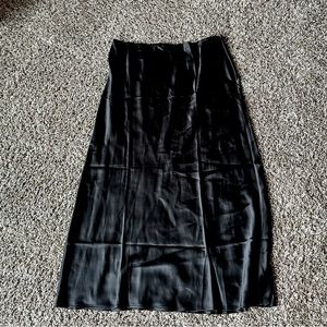 Reformation Black Satin Midi Skirt